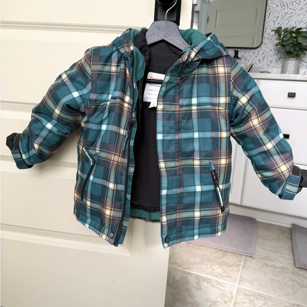 Cat & Jack Green Plaid 3-in-1 Winter Jacket